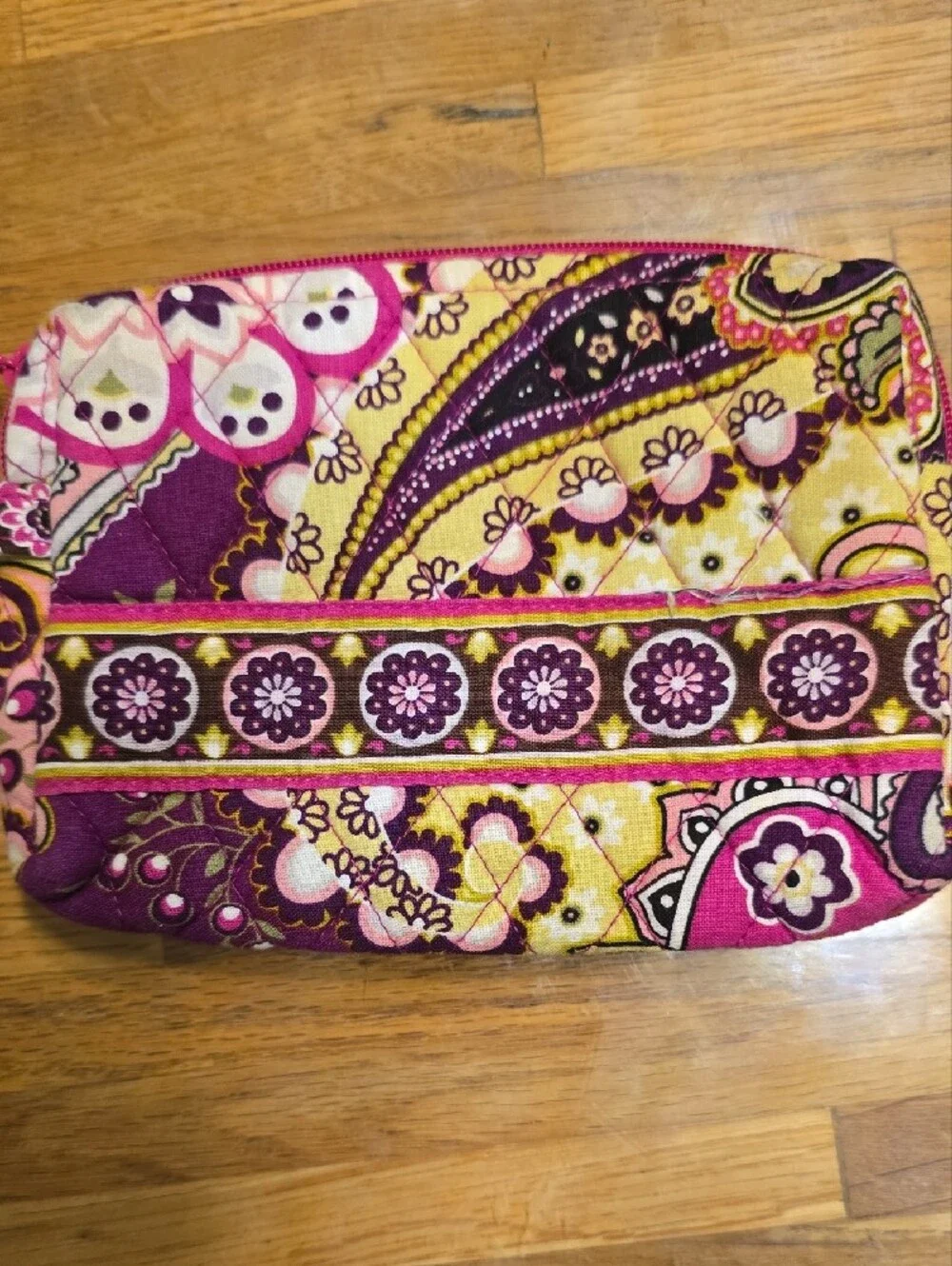 Vera Bradley Purple Pink Paisley Quilted Cosmetic Pouch